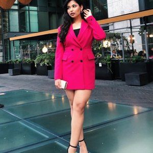 ZARA WOMEN NEW Fuchsia Blazer Dress Frock Coat XS